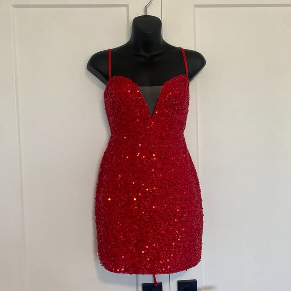 Red Sparkle Mini‎ Dress Women's Size Small - Picture 3 of 9